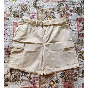 Womens Lauren Ralph Lauren Cotton Bermuda Cargo Hiking Shorts Off White Size 14P